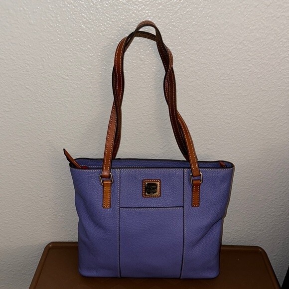 Dooney & Bourke Lexington Blue Pebbled Leather Tote Shoulder Bag - Picture 6 of 16